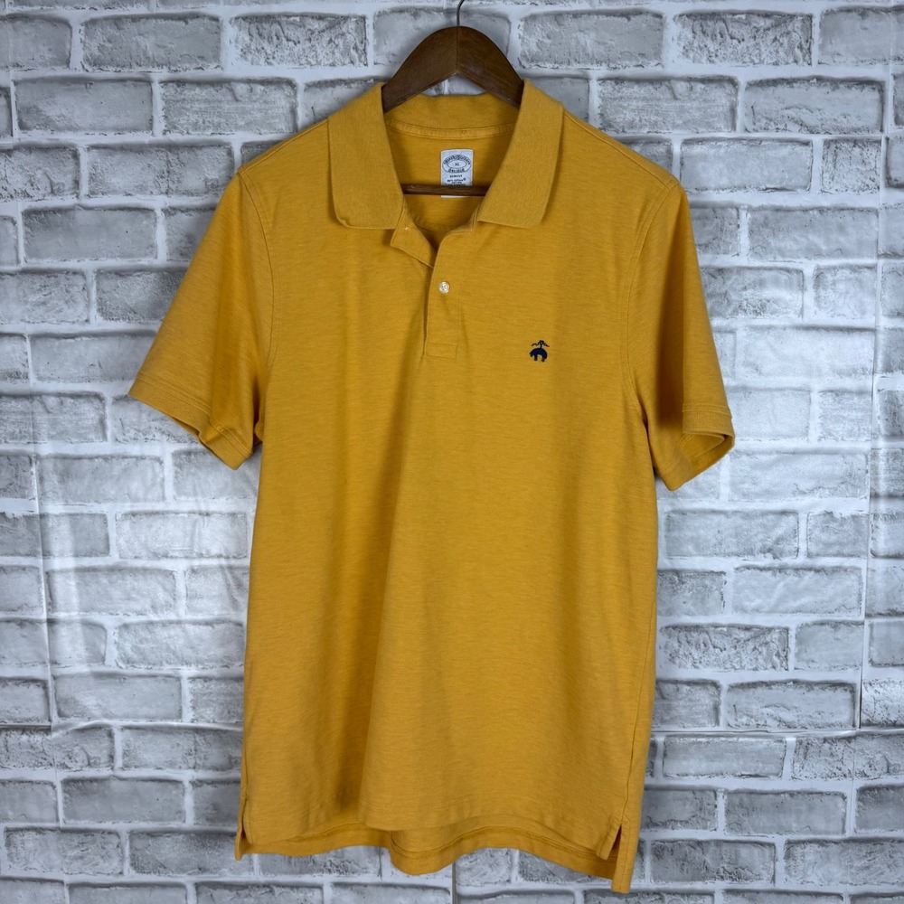 Brooks Brothers Mens XL Slim Fit Supima Cotton Stretch Polo Shirt Yellow Gold